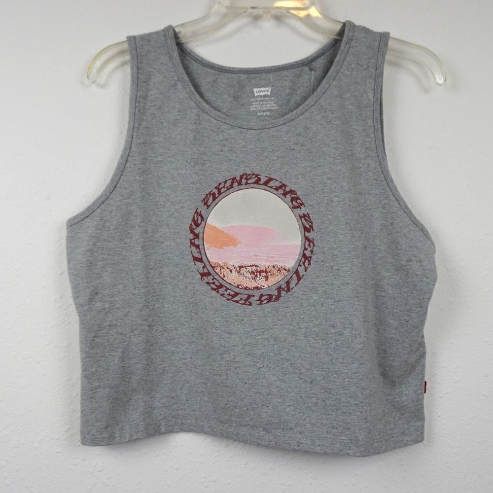 Levi's Tank Top Women's Size XL Gray Sleeveless Feeling Sensing Seeing